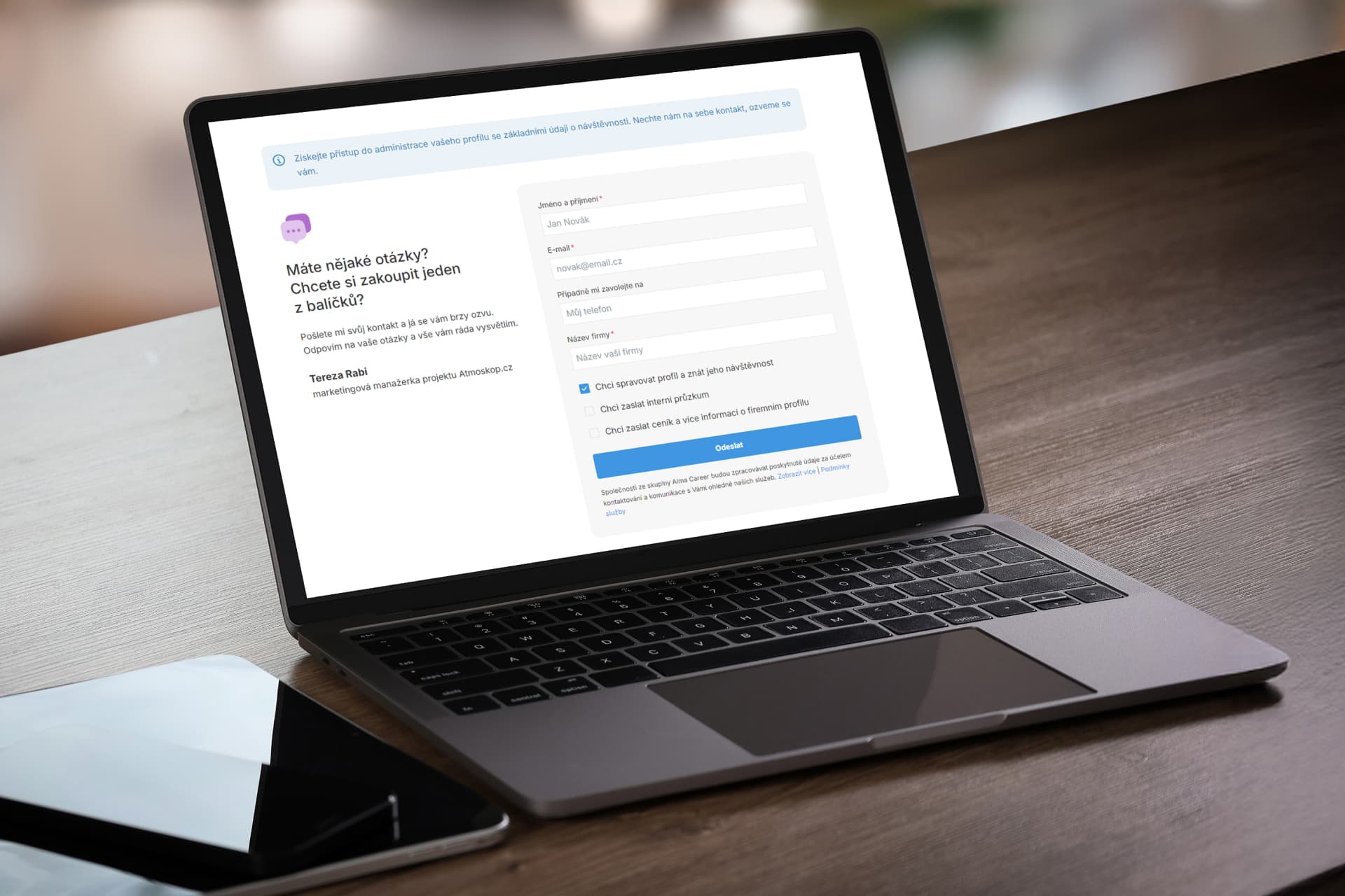 Administrace profilu na Atmoskopu